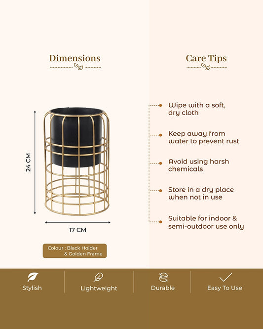 Decorative Metal Plant Pot with Stand for Home & Balcony Garden