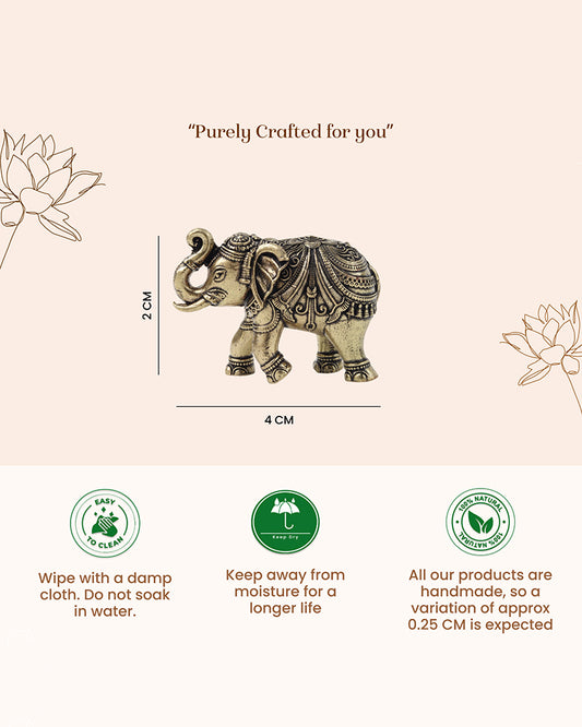 Decorative Brass Elephant Figurine Showpiece for Shelves and Altars
