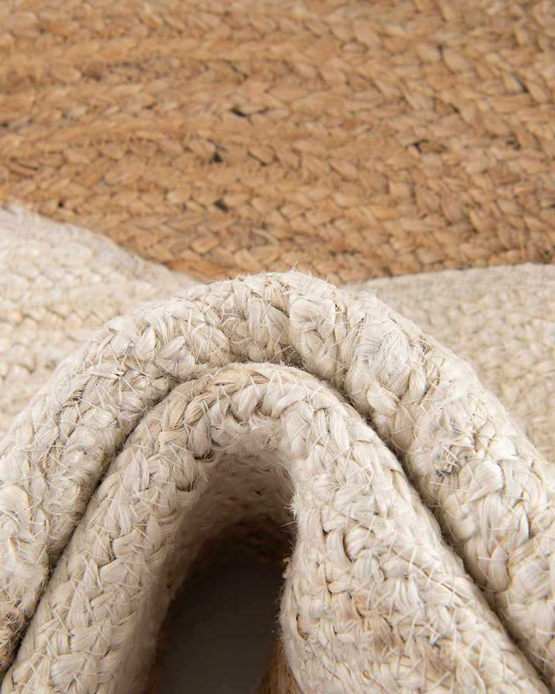Jute Round Floor Mats | Jute Carpet for Living Room | Teddy Bear Rug - White, 3Ft
