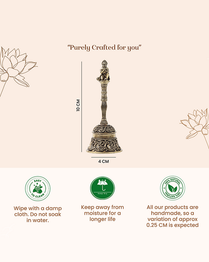 Traditional Brass Pooja Bell with Hanuman Idol for Home Temple