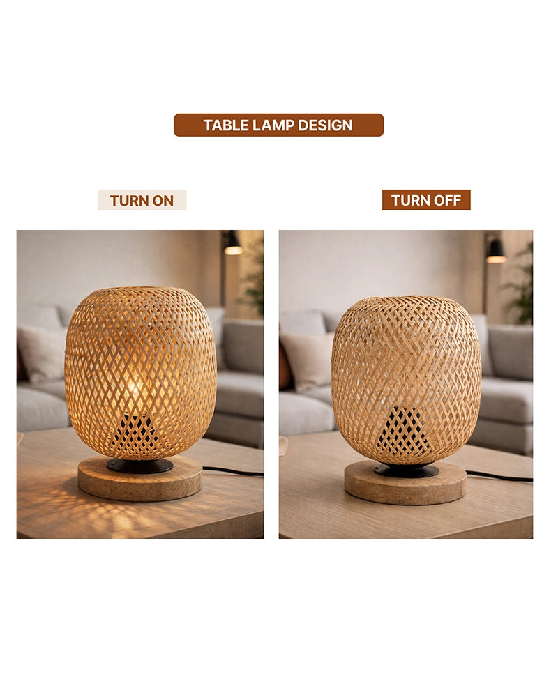 Bamboo Table Lamp for Dining Space and Home Decoration