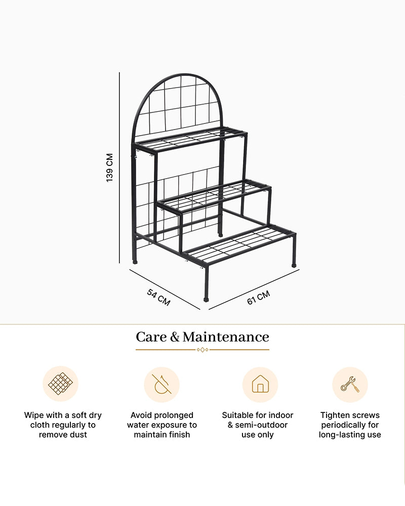 3 Tier Iron Plant Stand with Anti Rust Coating for Balcony and Living Room