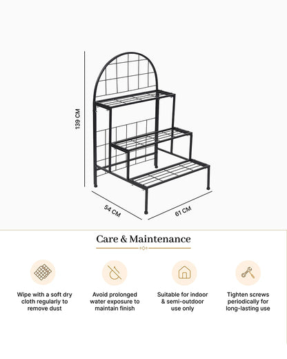 3 Tier Iron Plant Stand with Anti Rust Coating for Balcony and Living Room