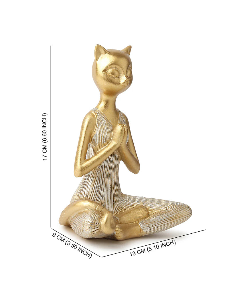 Polypropylene Yoga Cat Home Decor Showpiece for Table or Shelf