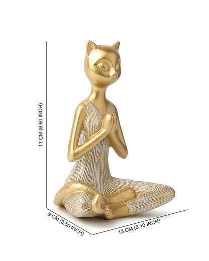 Polypropylene Yoga Cat Home Decor Showpiece for Table or Shelf