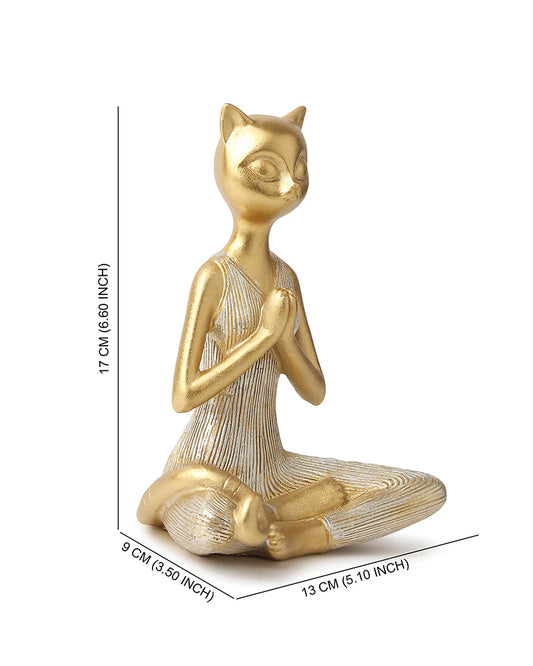 Polypropylene Yoga Cat Home Decor Showpiece for Table or Shelf