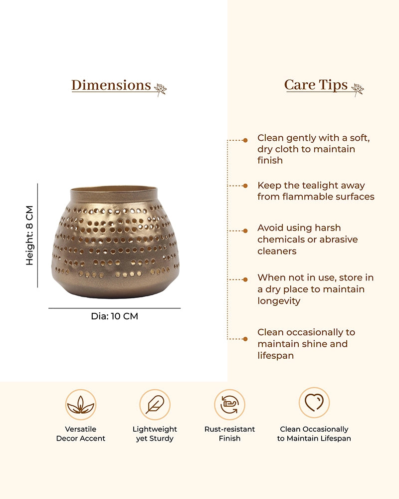 Gold Metal Tea Light Holder for Home Decoration