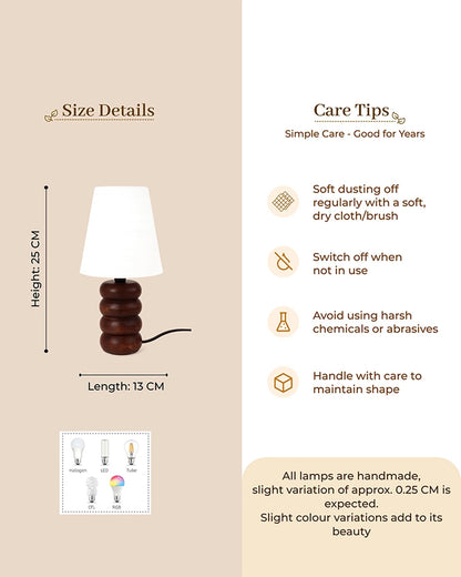 Handcrafted Wooden Table Lamp Textured Linen Shade Warm Light