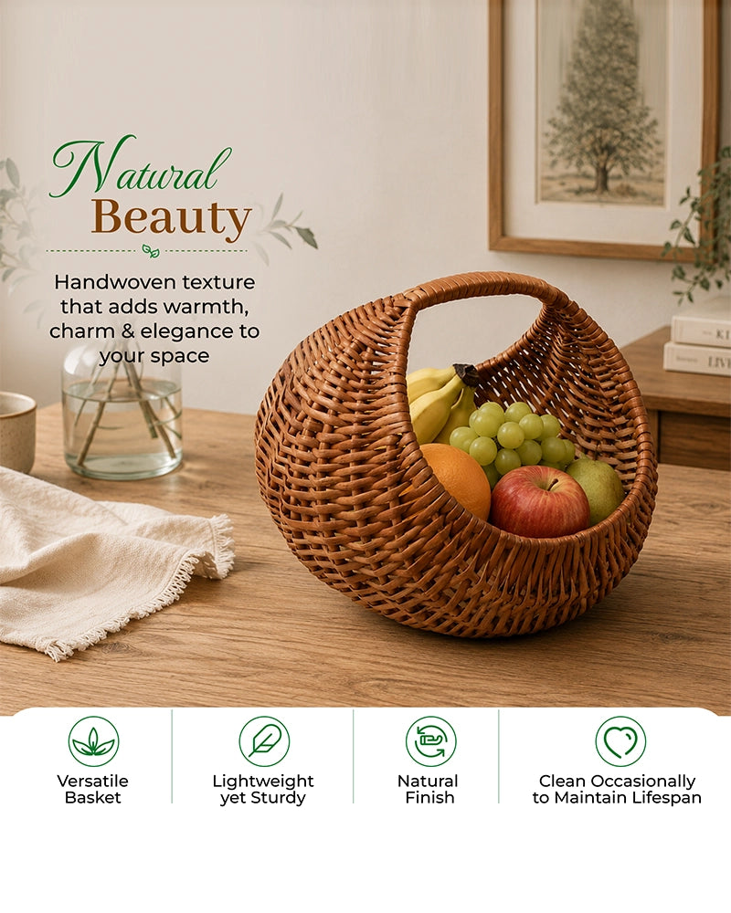 Handwoven Wicker Chand Hamper for Fruits, Storage, and Stylish Home Organisation