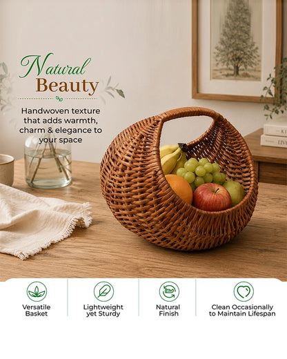 Handwoven Wicker Chand Hamper for Fruits, Storage, and Stylish Home Organisation