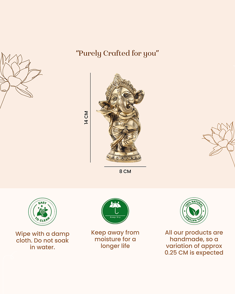 Decorative Pure Brass Ganesha Idol for Devotion, Festivals, and Home Decor