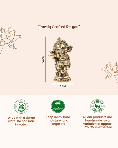 Decorative Pure Brass Ganesha Idol for Devotion, Festivals, and Home Decor