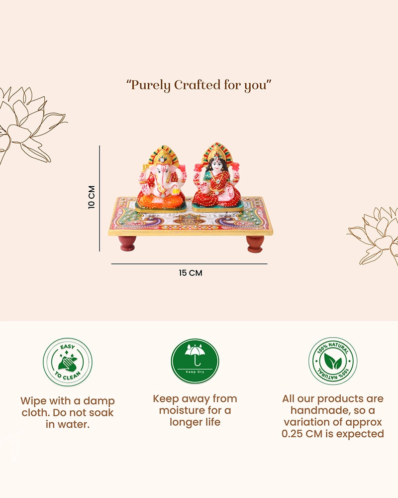 Handcrafted Marble Laxmi Ganesh Idol for Festivals and Home Mandir