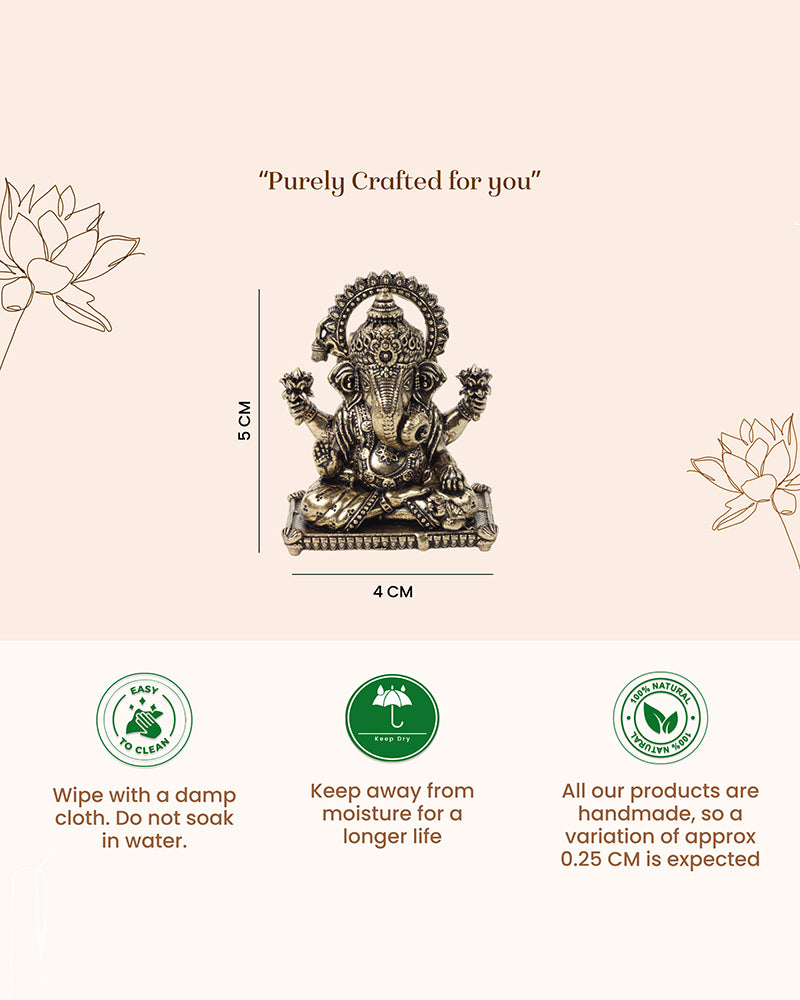 Pure Brass Ganesha Idol for Prosperity, Blessings, and Home Temple