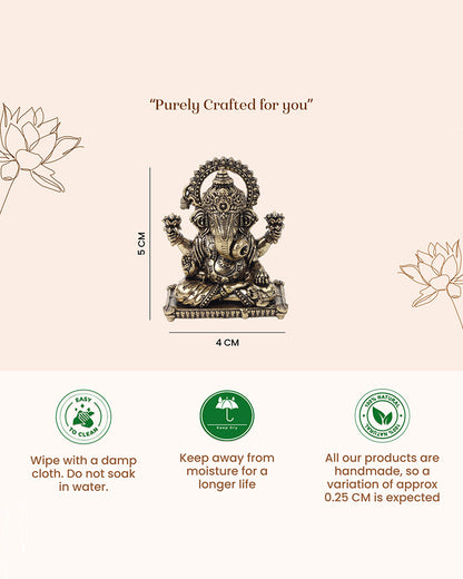 Pure Brass Ganesha Idol for Prosperity, Blessings, and Home Temple