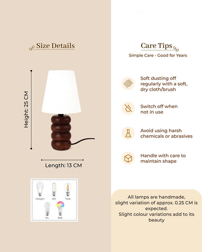 Handcrafted Wooden Table Lamp Textured Linen Shade Warm Light
