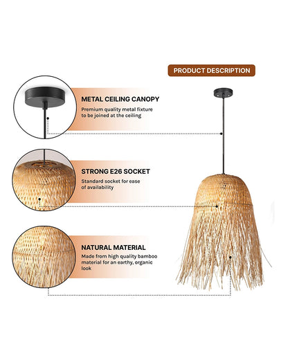Boho Bamboo Pendant Lamp for Balcony and Patio