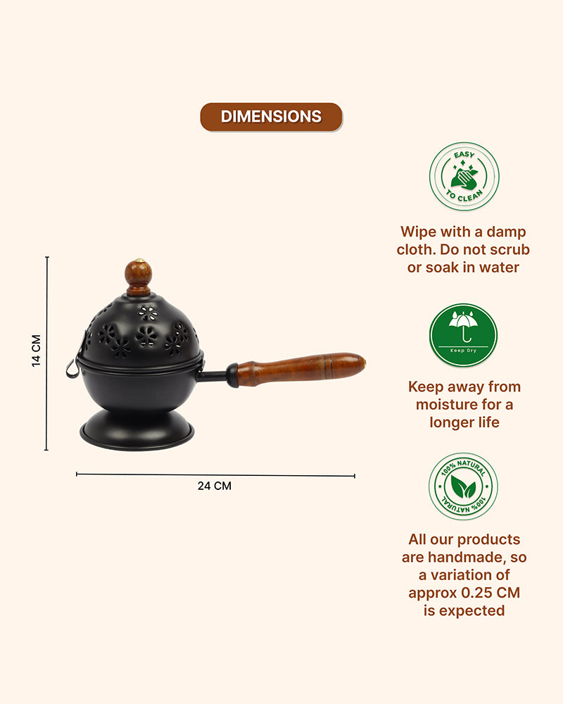 Metal Dhoop Dani Decorative Aarti Dhoop Burner for Home Puja and Meditation