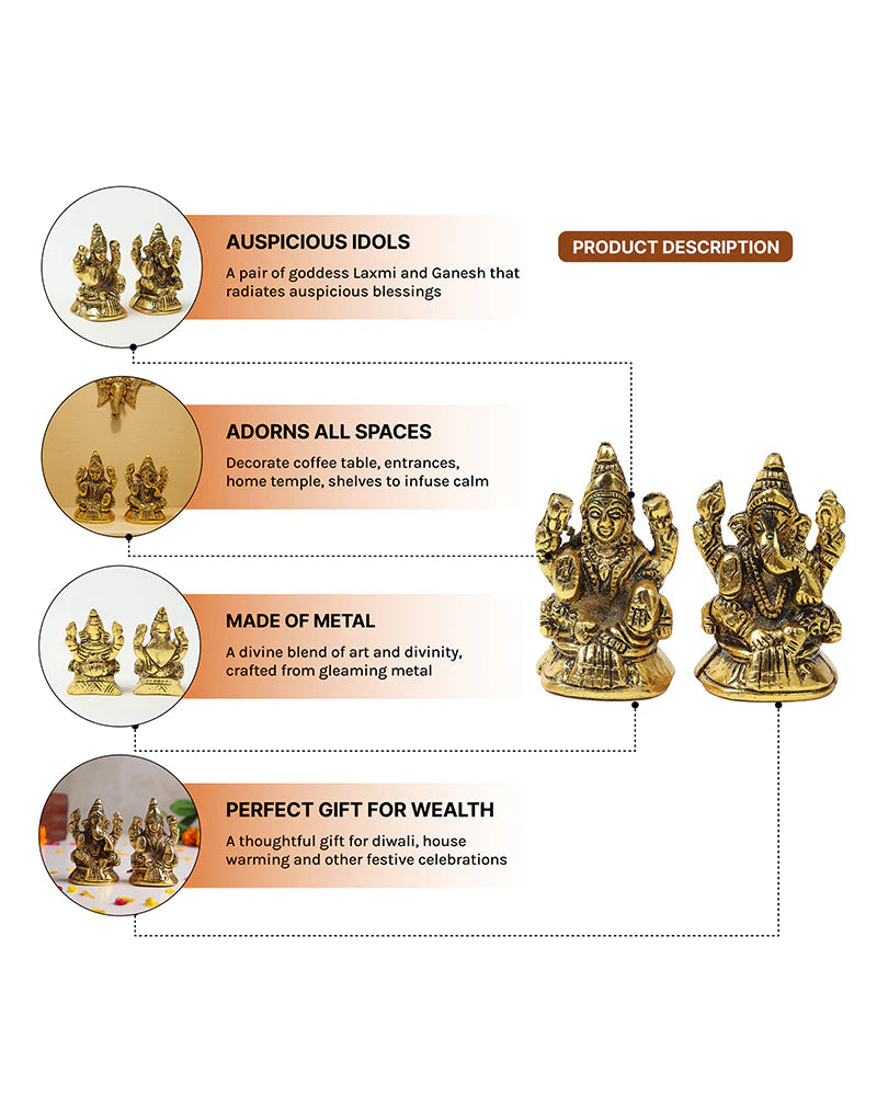 Laxmi Ganesh Figurine for Home Decor, Decorative Pooja Idol and God Murti