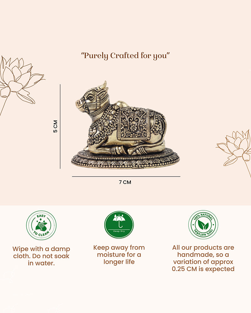 Elegant Pure Brass Nandi Idol for Worship, Blessings, and Home Decor