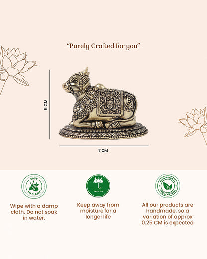 Elegant Pure Brass Nandi Idol for Worship, Blessings, and Home Decor