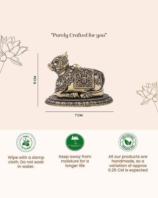 Elegant Pure Brass Nandi Idol for Worship, Blessings, and Home Decor
