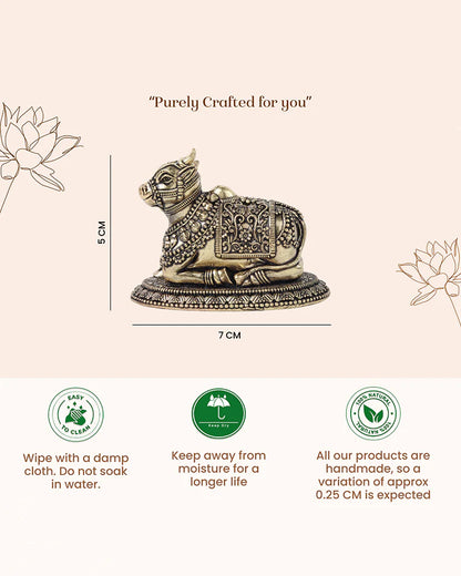 Elegant Pure Brass Nandi Idol for Worship, Blessings, and Home Decor