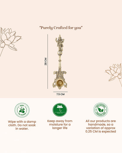 Brass Ritual Spoon with Vishnu Idol for Pooja and Temple Use
