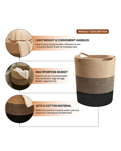 Jute Laundry Basket for Clothes and Toy Storage, Jute Storage Basket and Laundry Bag