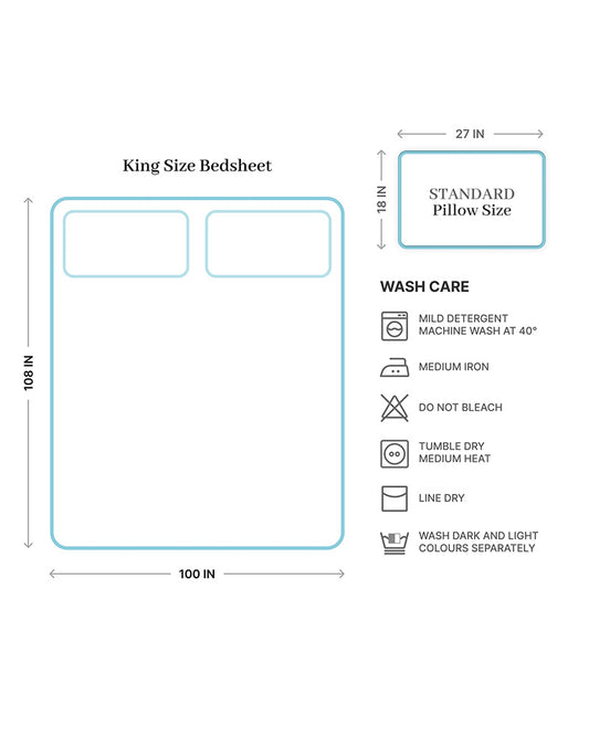 Cotton King Size Double Bed Sheet 144 TC with Pillow Covers for Bedroom & Living Room