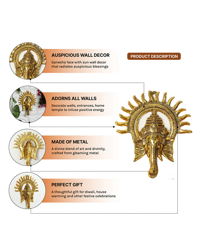 Lord Ganesha Statue, God Idol for Home and Decorative Wall Decor