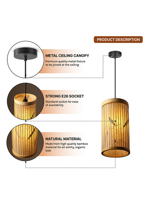 Bamboo Pendant Lamp | Ceiling Lamps For Living Room | Hanging Light