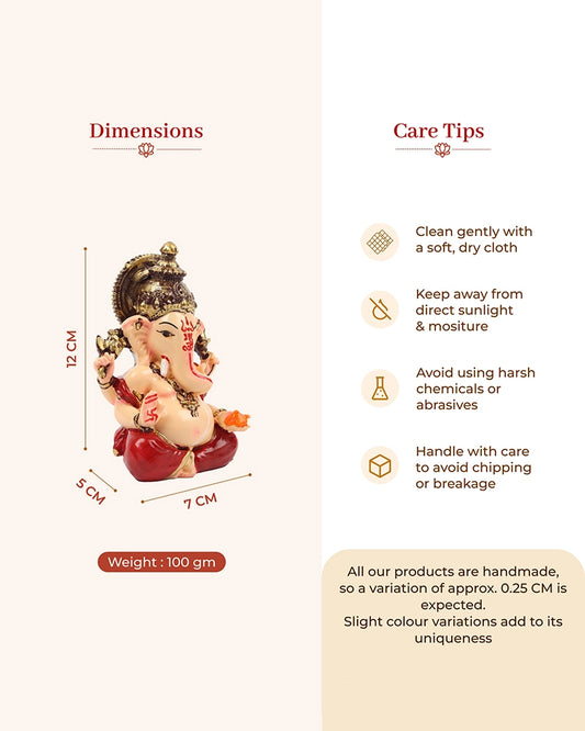 Polyresin Lord Ganesha Murti Multicolor Figurine Showpiece for Home Temple