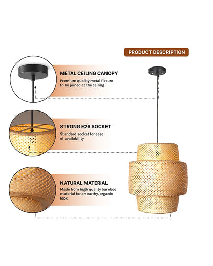 Minimalist Bamboo Pendant Light for Balcony and Patio
