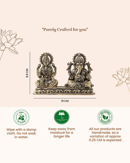 Traditional Brass Laxmi Ganesh Idol for Devotional Rituals and Home Decoration