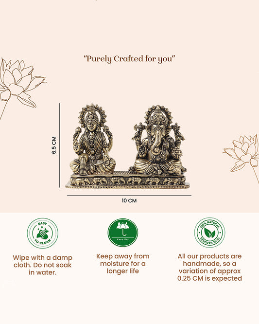 Traditional Brass Laxmi Ganesh Idol for Devotional Rituals and Home Decoration