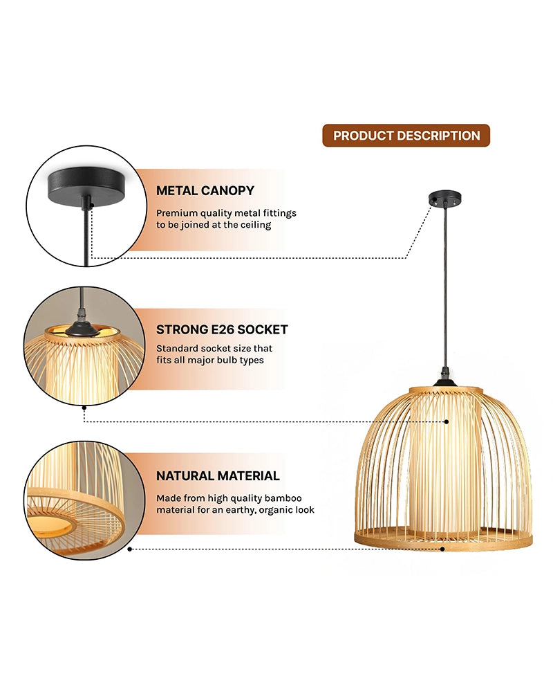 Stylish Bamboo Ceiling Lamp for Bedroom and Living Room