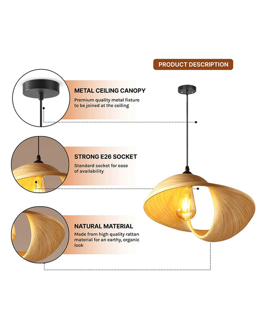 Handmade Bamboo Ceiling Lamp for Home Decor and Hall