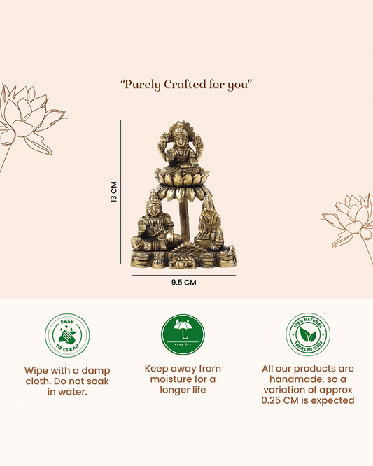 Brass Lakshmi Kuber Idol Set with Yakshi for Pooja and Home Décor
