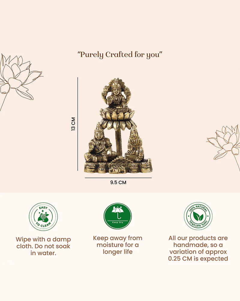 Brass Lakshmi Kuber Idol Set with Yakshi for Pooja and Home Décor