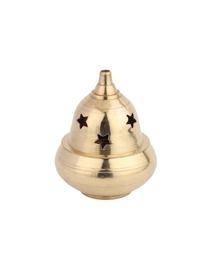 100% Pure Brass Akhand Diya with Star-Cut Dome Lid