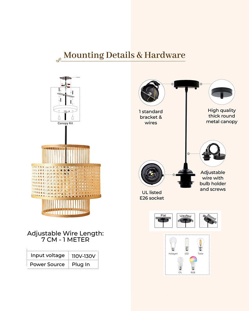 Decorative Bamboo Hanging Lamp for Bedroom and Study Room
