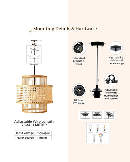Decorative Bamboo Hanging Lamp for Bedroom and Study Room
