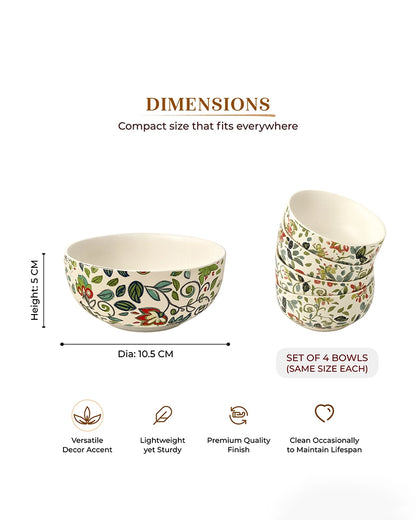Ceramic Serving Bowl Set for Snacks & Food Serving, Set of 4