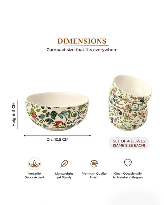 Ceramic Serving Bowl Set for Snacks & Food Serving, Set of 4
