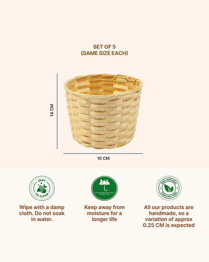 Handwoven Bamboo Planter Baskets for Indoor Plants (Set of 5)