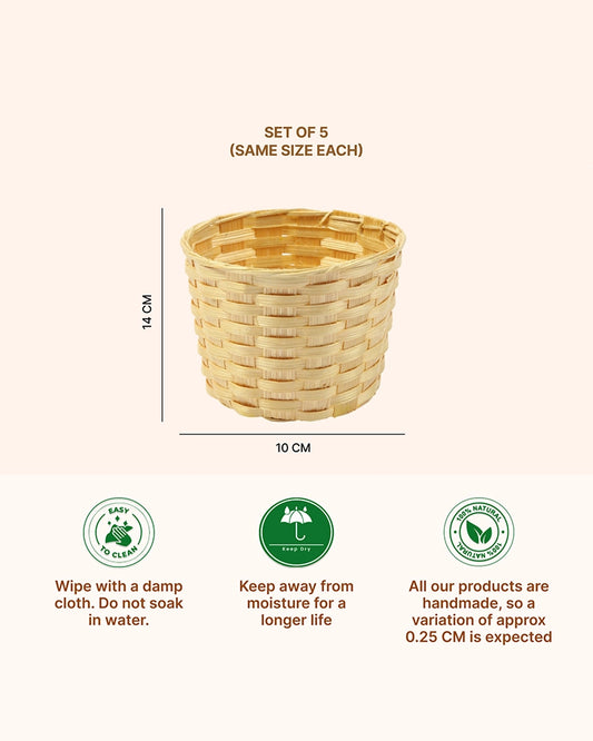 Handwoven Bamboo Planter Baskets for Indoor Plants (Set of 5)