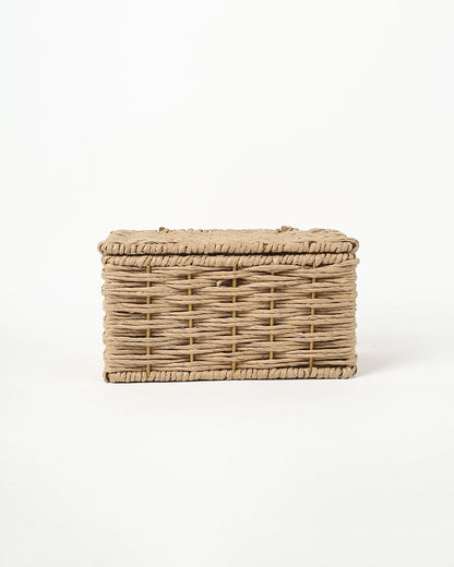 Handwoven Storage Box with Lid for Wardrobe & Bathroom Storage