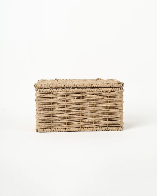 Handwoven Storage Box with Lid for Wardrobe & Bathroom Storage