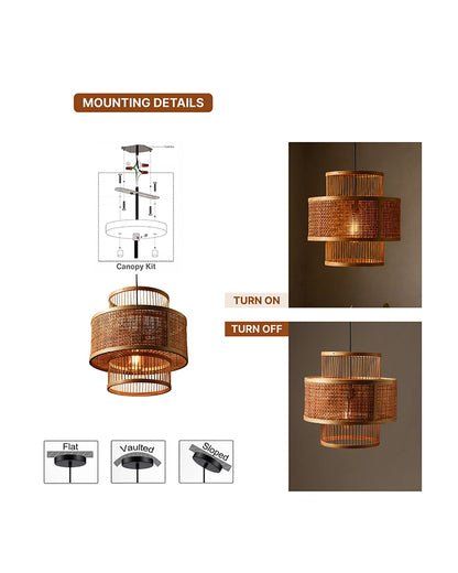 Cane Drum Pendant Lamp for Living Room Hall & Bedroom Decor